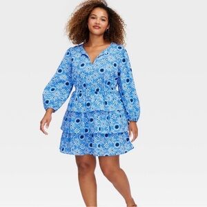 Roller Rabbit x Target Blue Star Medallion Print Tiered Mini A-Line Dress Blue